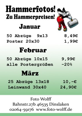 Hammerfotos zu Hammerpreisen - Fotoarbeiten-Sonderangebote Januar bis März 2017 bei Foto Wolff