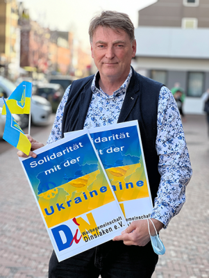 Solidarität mit der Ukraine - Werbegemeinschaft e. V. Dinslaken - Axel Wolff im März 2022